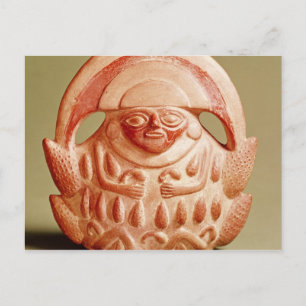 Postal La deidad agrícola inca con la cabeza en la luna