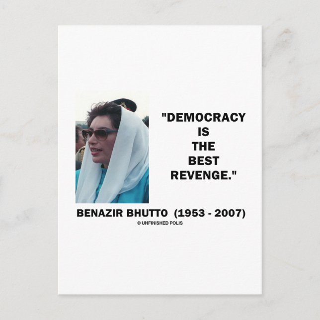 Postal La democracia de Benazir Bhutto es la mejor vengan (Anverso)