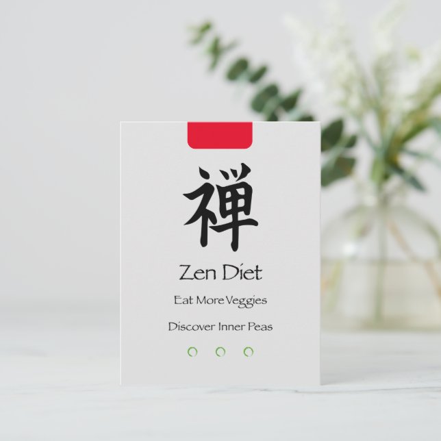 Postal La dieta zen come más verduras verticales (Anverso de pie)
