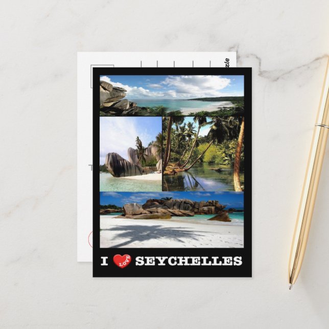 Postal La Digue - Seychelles - I Love - (Anverso/Reverso In Situ)