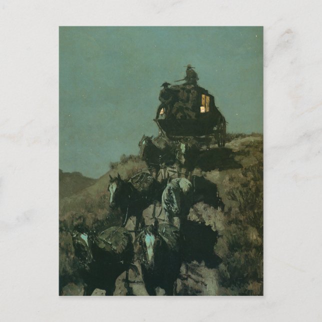 Postal La diligencia vieja de Remington de los llanos (Anverso)