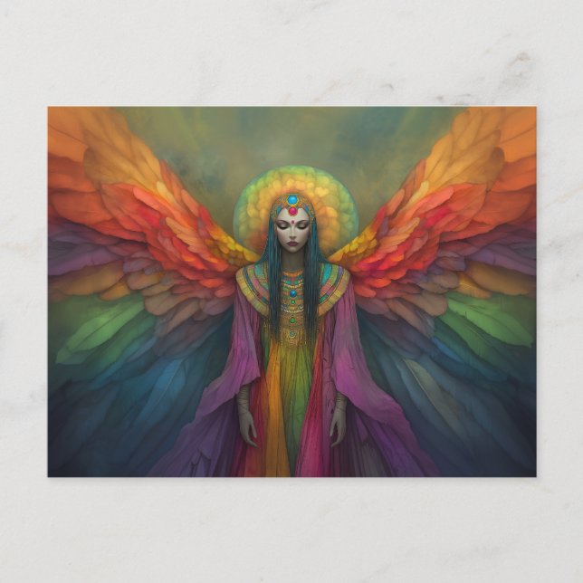 Postal La diosa arcoiris celestial Ángel Spirit Guide Art (Anverso)