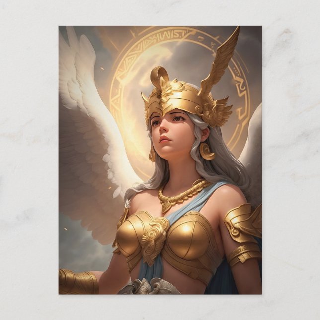 Postal La Diosa Athena Rodeada Por Sus Pensamientos (Anverso)