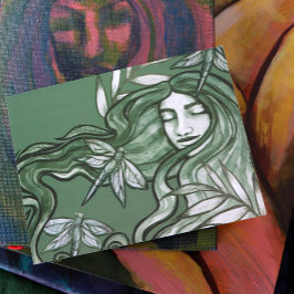 Postal La diosa de la libélula verde