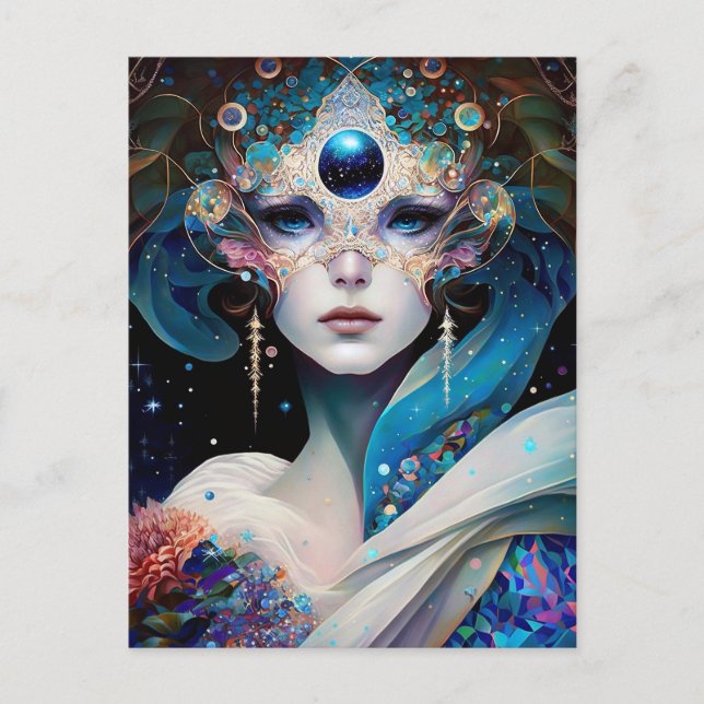 Postal La diosa de la reina Fantasía arte (Anverso)