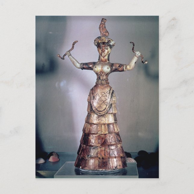 Postal La diosa de los serpientes (Anverso)