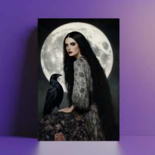 Postal La diosa de Morrigan con el arte gótico oscuro de 