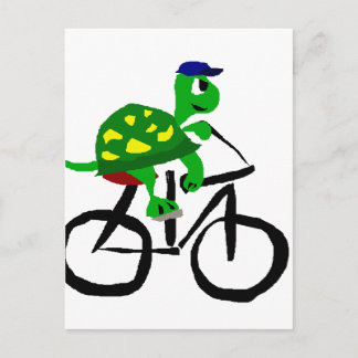 Postal La divertida bicicleta de equitación de tortugas