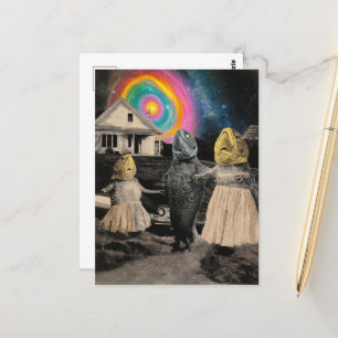 Postal La divertida familia de peces surrealistas