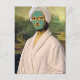 Postal La divertida Mona Lisa haciendo el cuidado de la p