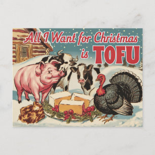 Postal La divertida Vegetariana Navidades Tofu