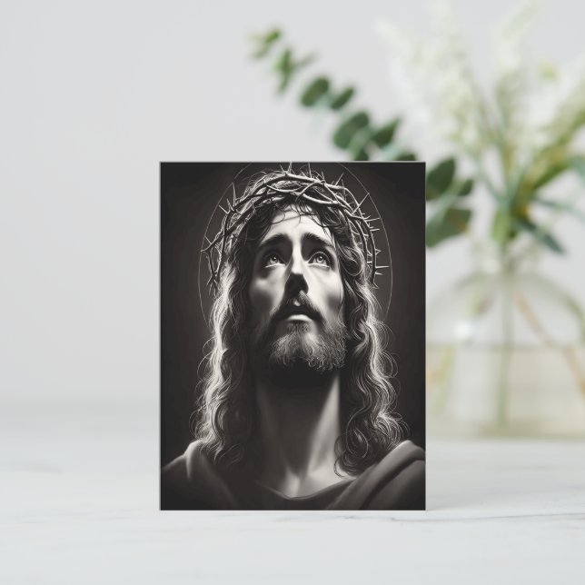 Postal La divina mirada de esperanza de Jesucristo (Anverso de pie)