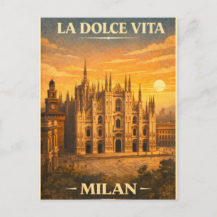 Postal La Dolce Vita - Cartel de viaje vintage de Milán