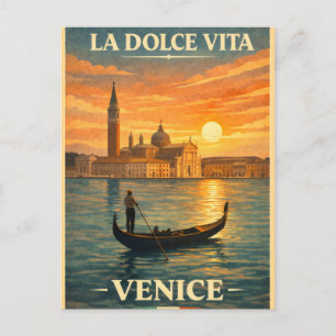 Postal La Dolce Vita - Cartel de viaje vintage de Venecia
