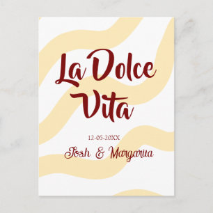 Postal La Dolce Vita melocotón pareja de novios nombre ma
