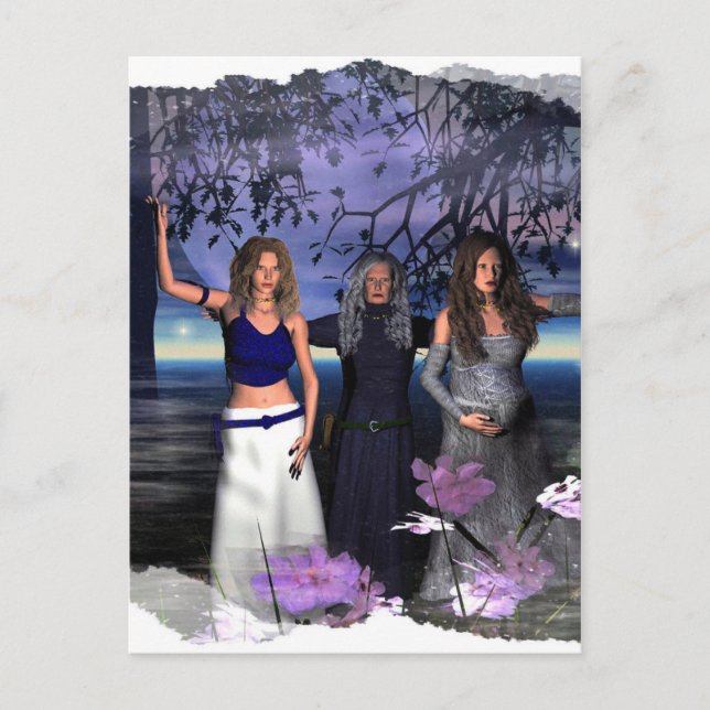 Postal La doncella, la madre y el cuervo (Anverso)