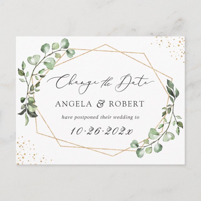 Postal La ecología Eucalyptus Geométrica cambia la fecha (Anverso)