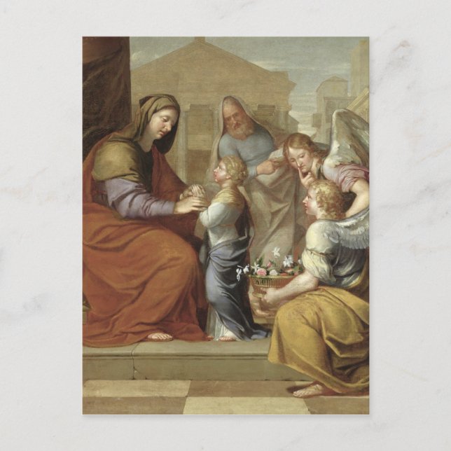 Postal La educación de la Virgen, 1658 (Anverso)