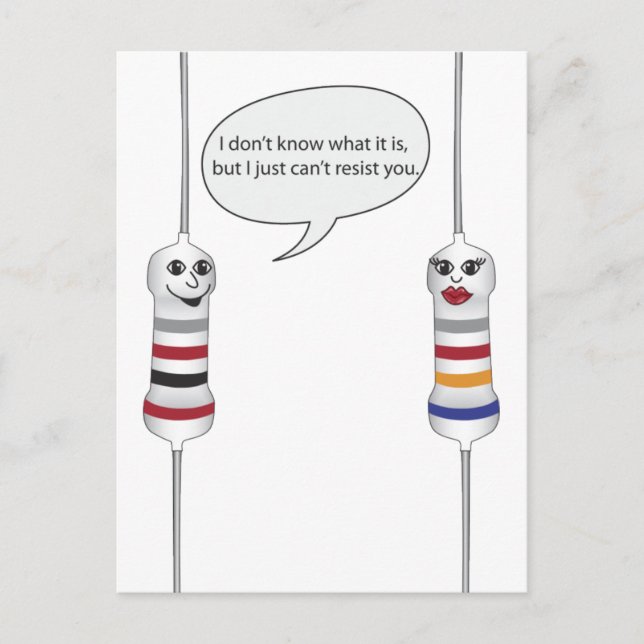 Postal La electrónica de amor geek no puede resistirse a  (Anverso)