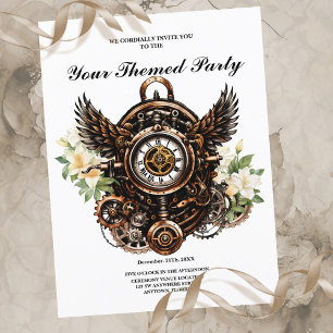 Postal La elegancia de la magia floral de Steampunk