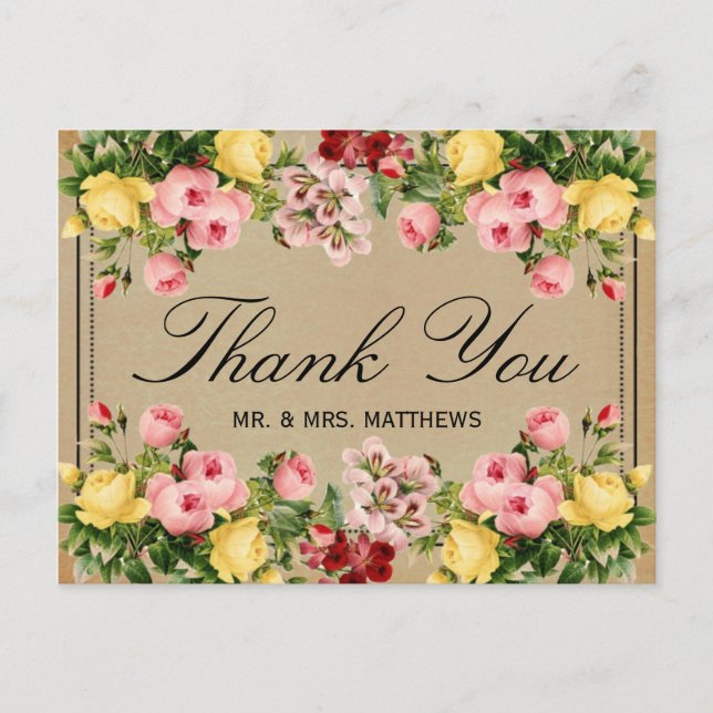 Postal La elegante colección de Bodas florales de época (Anverso)