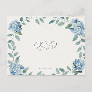 Postal La Elegante Flor de Novia Azul RSVP de Jardín de H