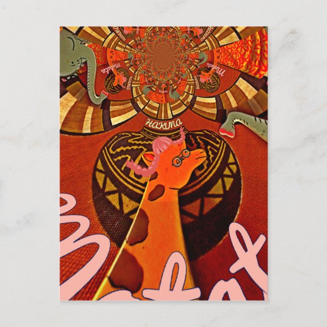 Postal La elegante y divertida jirafa de estilo africano (Anverso)