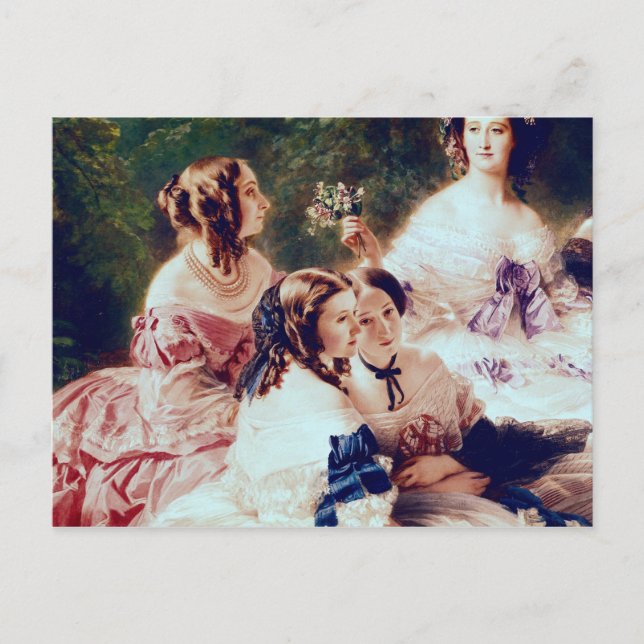 Postal La emperatriz Eugenie y sus damas en espera (Anverso)