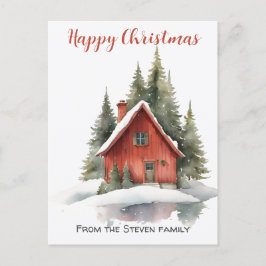 Postal La encantadora casa de Navidades de madera acuátic