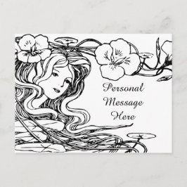Postal La encantadora dama del ilustracion que flota en e