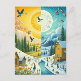 Postal La enfermedad de invierno para el feliz equinoccio