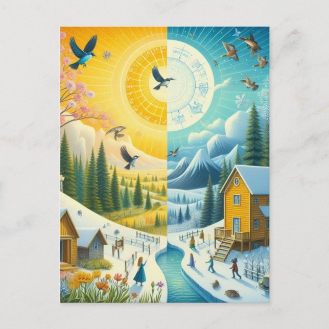 Postal La enfermedad de invierno para el feliz equinoccio (Anverso)