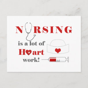 Postal La enfermería es mucho trabajo del corazón