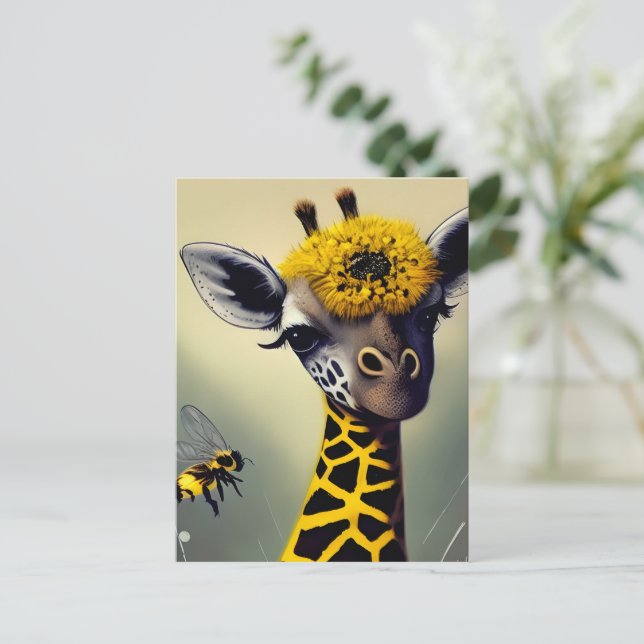 Postal La enorme jirafa del arte digital caprichoso (Anverso de pie)
