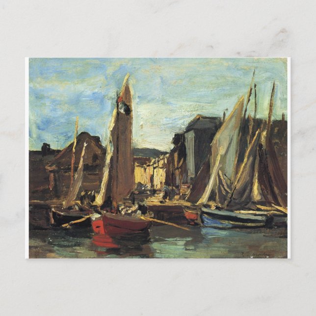 Postal La entrada al puerto de Honfleur Eugene Boudin (Anverso)