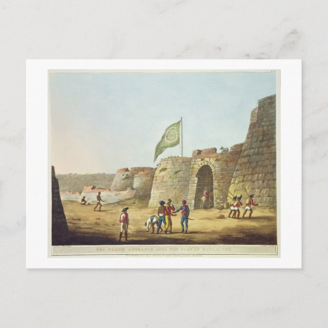 Postal La entrada norte al fuerte de Bangalore, plan (Anverso)