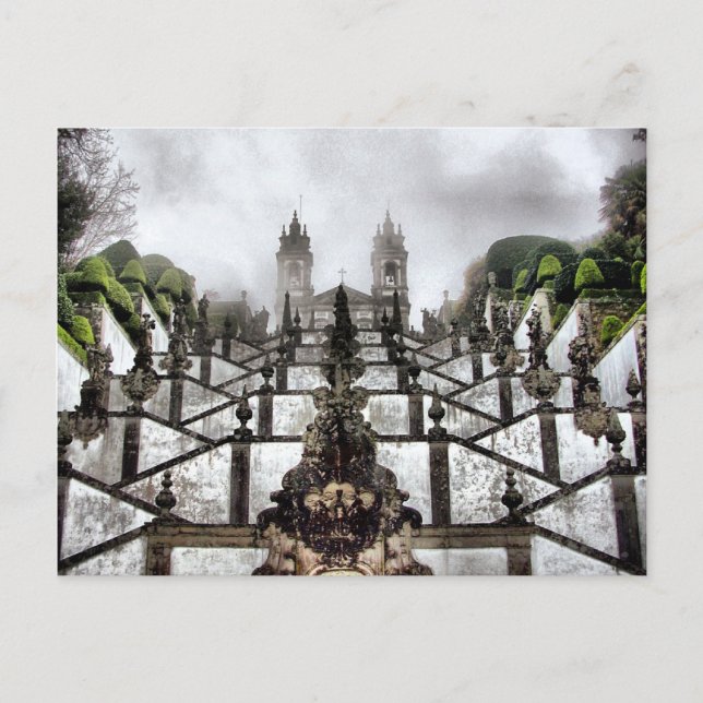 Postal La escalera barroca del Bom Jesus en Braga (Anverso)