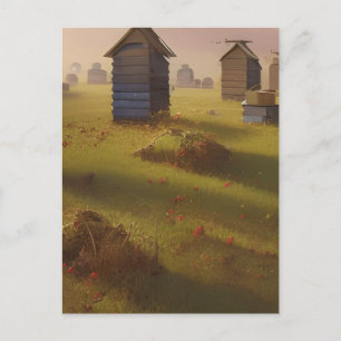 Postal La escena de arte pastoril de Beehives