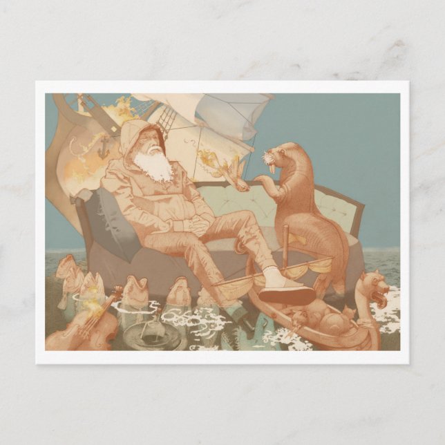 Postal La escena oceánica mercante del hundimiento (Anverso)