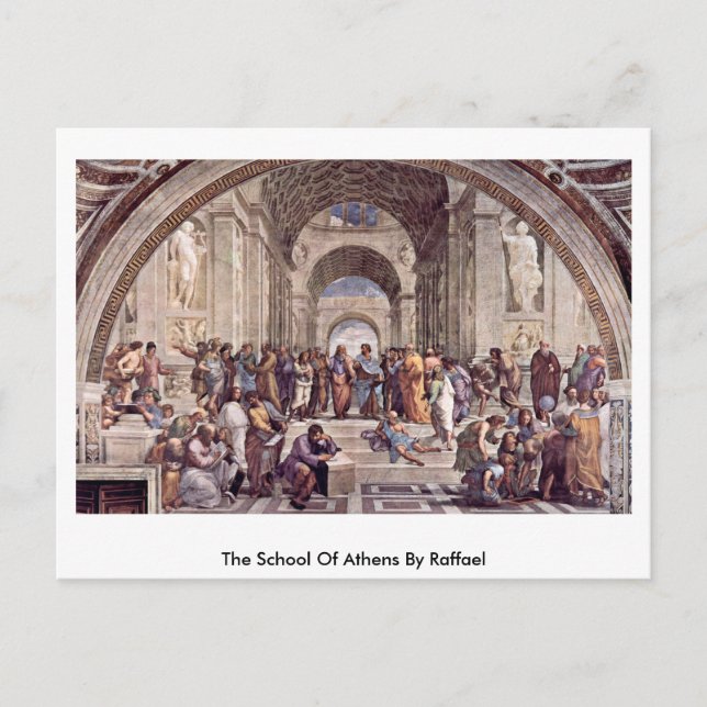 Postal La Escuela De Atenas De Raffael (Anverso)