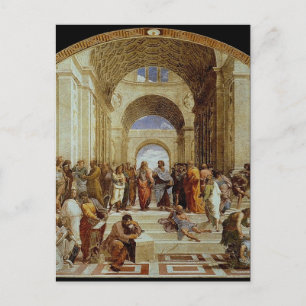 Postal "La escuela de Atenas" de Raphael (alrededor de 15