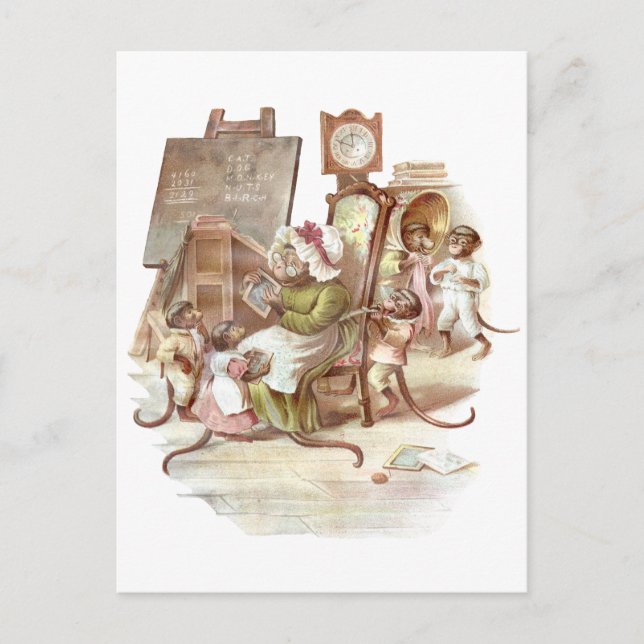 Postal La escuela de los monos (Anverso)