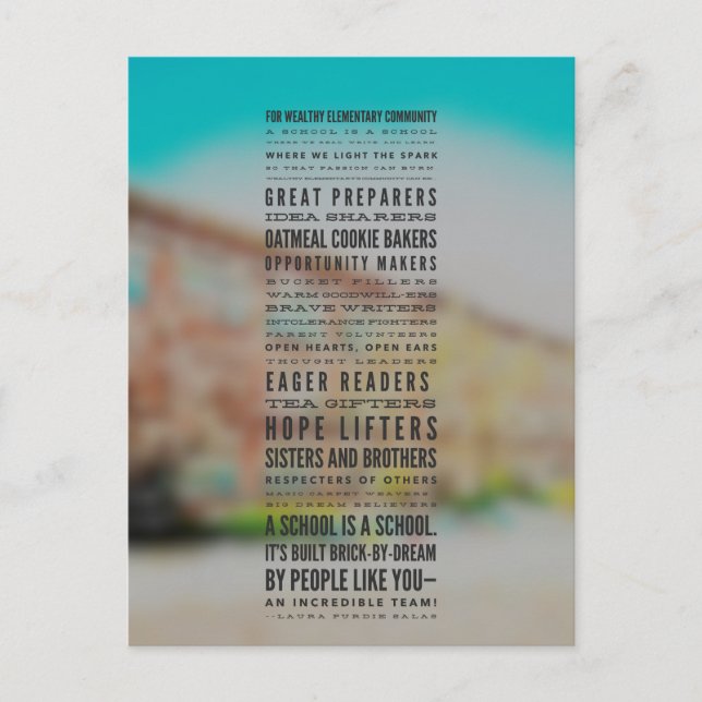 Postal La Escuela Primaria Adinerada Puede Ser... Poema (Anverso)