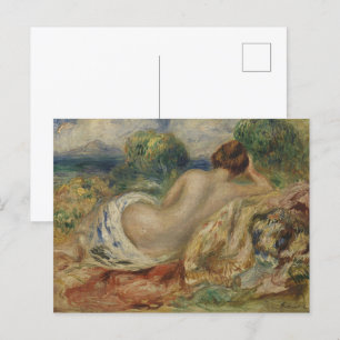 Postal La espalda de una bella mujer con el paisaje natur