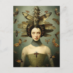Postal La espeluznante dama de bug retro