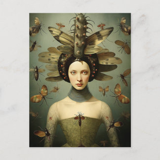 Postal La espeluznante dama de bug retro