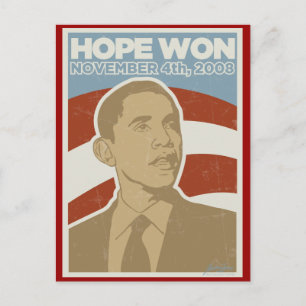 Postal "La esperanza ganó" Obama