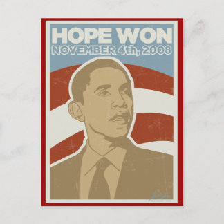 Postal "La esperanza ganó" Obama