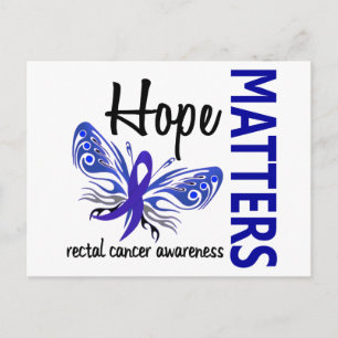 Postal La esperanza importa el cáncer rectal de mariposa
