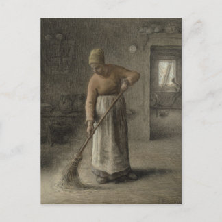 Postal La esposa de un granjero barriendo, 1867
